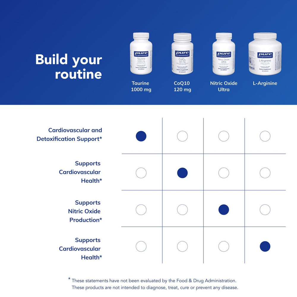 Pure Encapsulations Taurine detox-support image; holistic wellness theme.