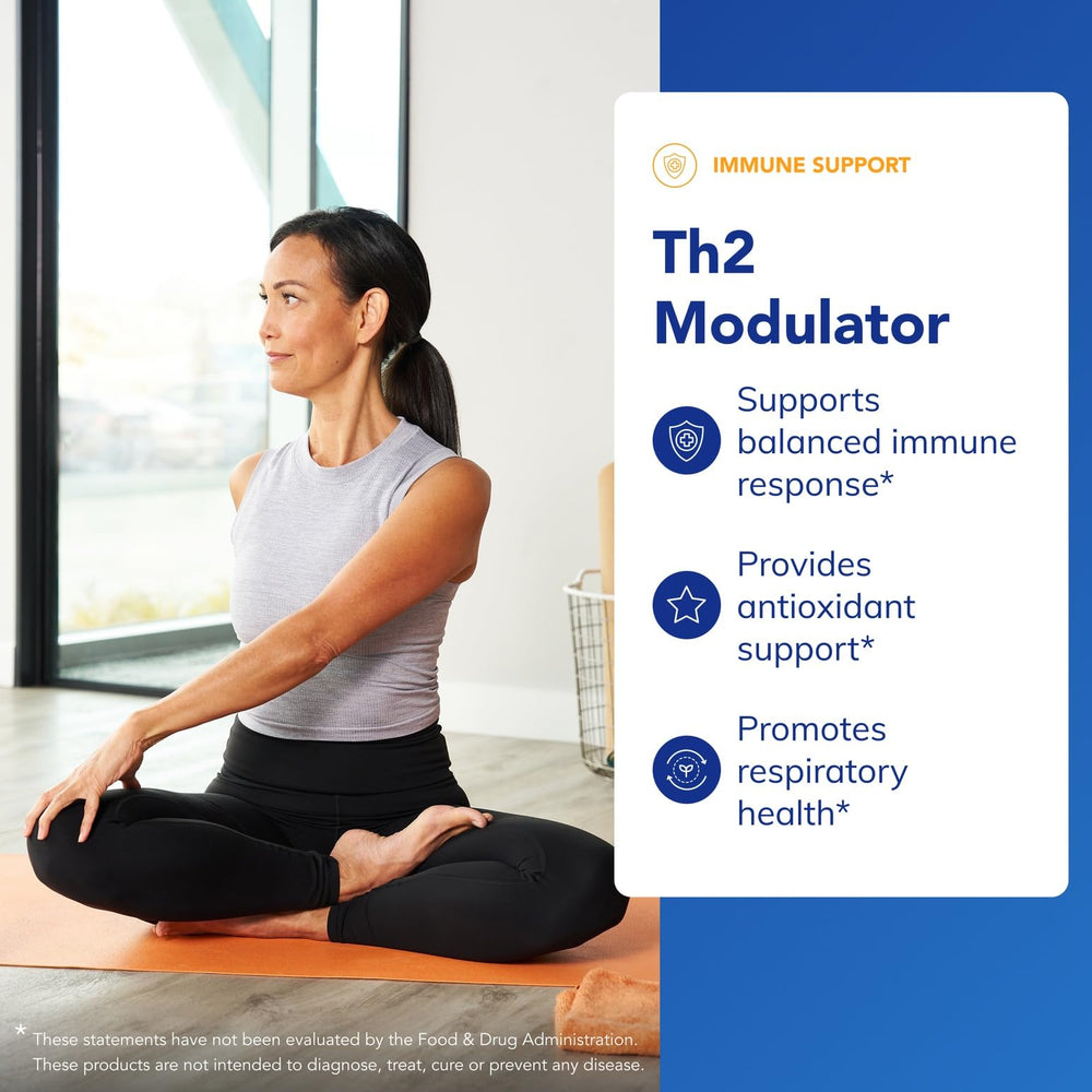 Pure Encapsulations Th2 Modulator capsules spill from bottle for daily immune health use.