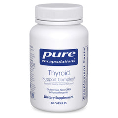 Pure Encapsulations Thyroid Support Complex bottle front view for convenient daily thyroid nourishment.