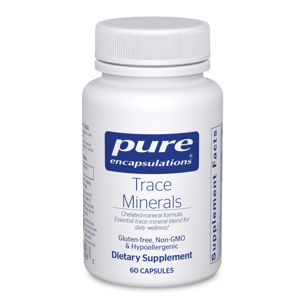 Pure Encapsulations Trace Minerals bottle for daily nutrient support.