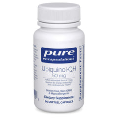Pure Encapsulations Ubiquinol-QH 50mg bottle shown for immune support and energy
