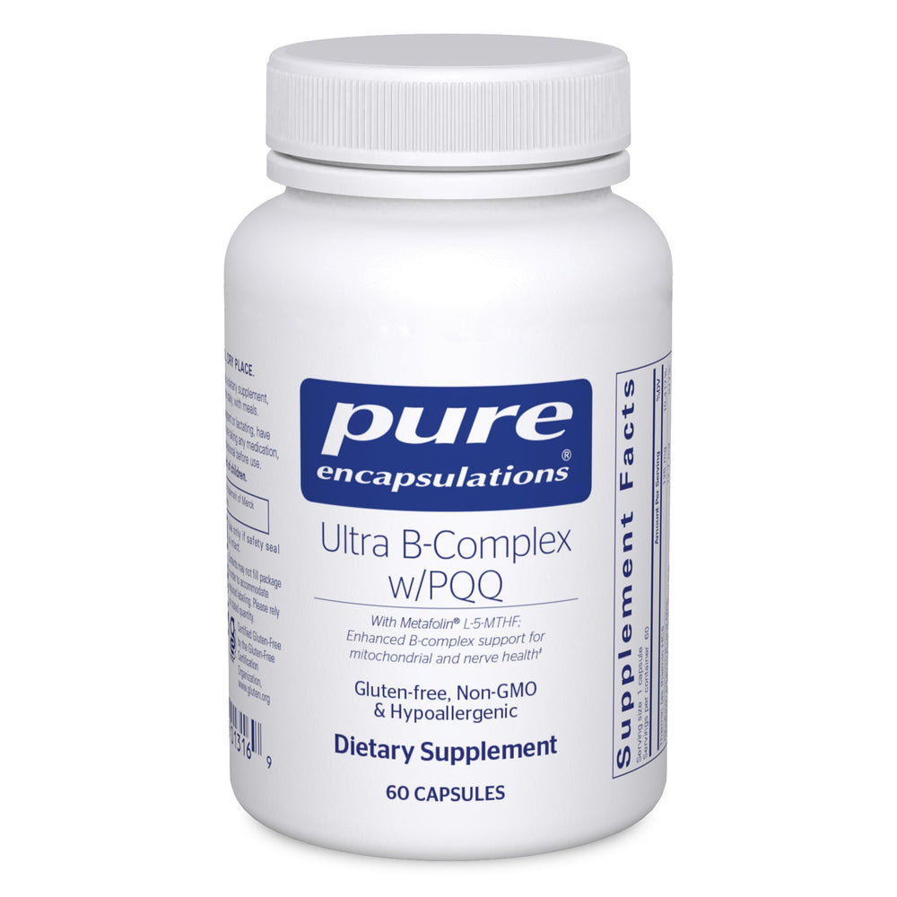 Pure Encapsulations Ultra B-Complex with PQQ bottle front view highlighting daily energy support