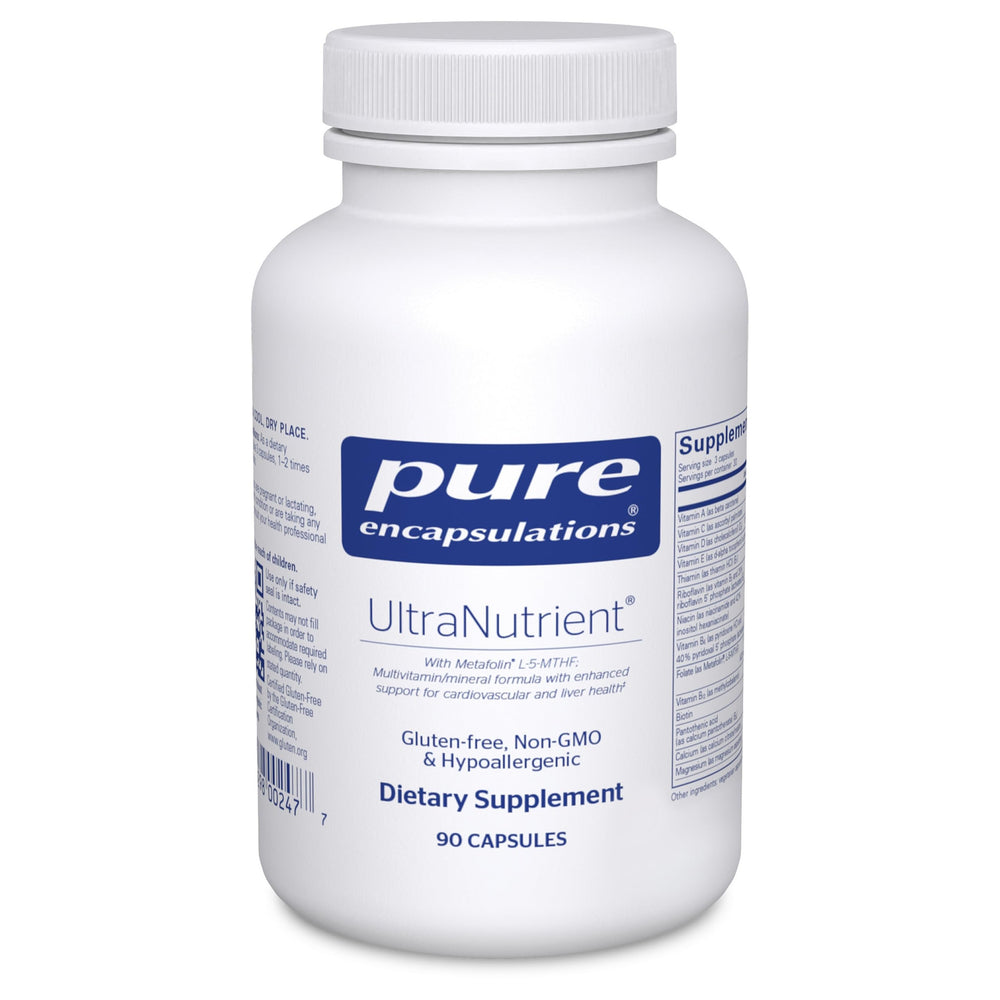 Pure Encapsulations UltraNutrient bottle front supports daily wellness with broad nutrients.