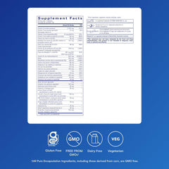 UltraNutrient capsules closeup highlighting iron-free multivitamin formula.