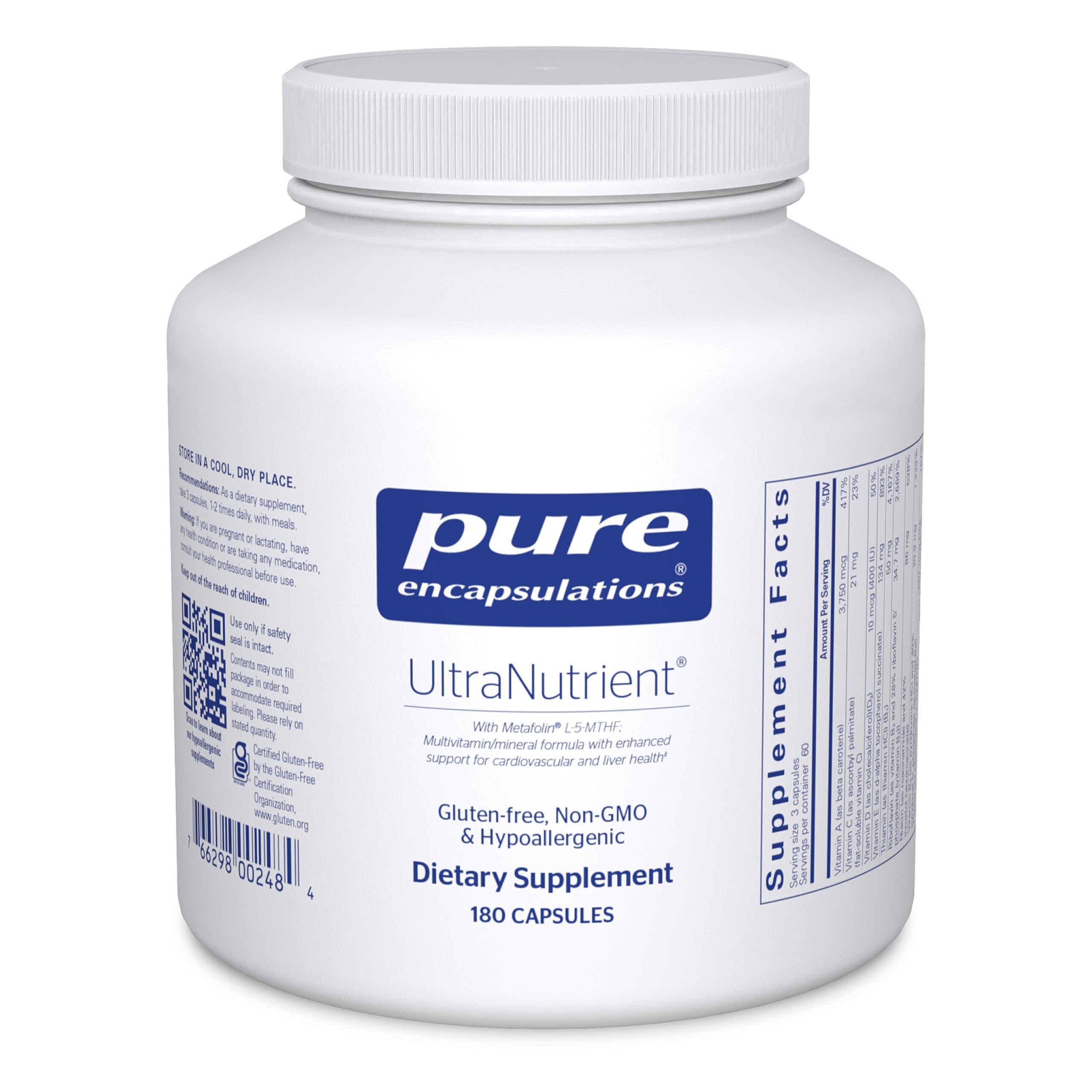 Pure Encapsulations UltraNutrient minerals bottle supports daily nutrition.