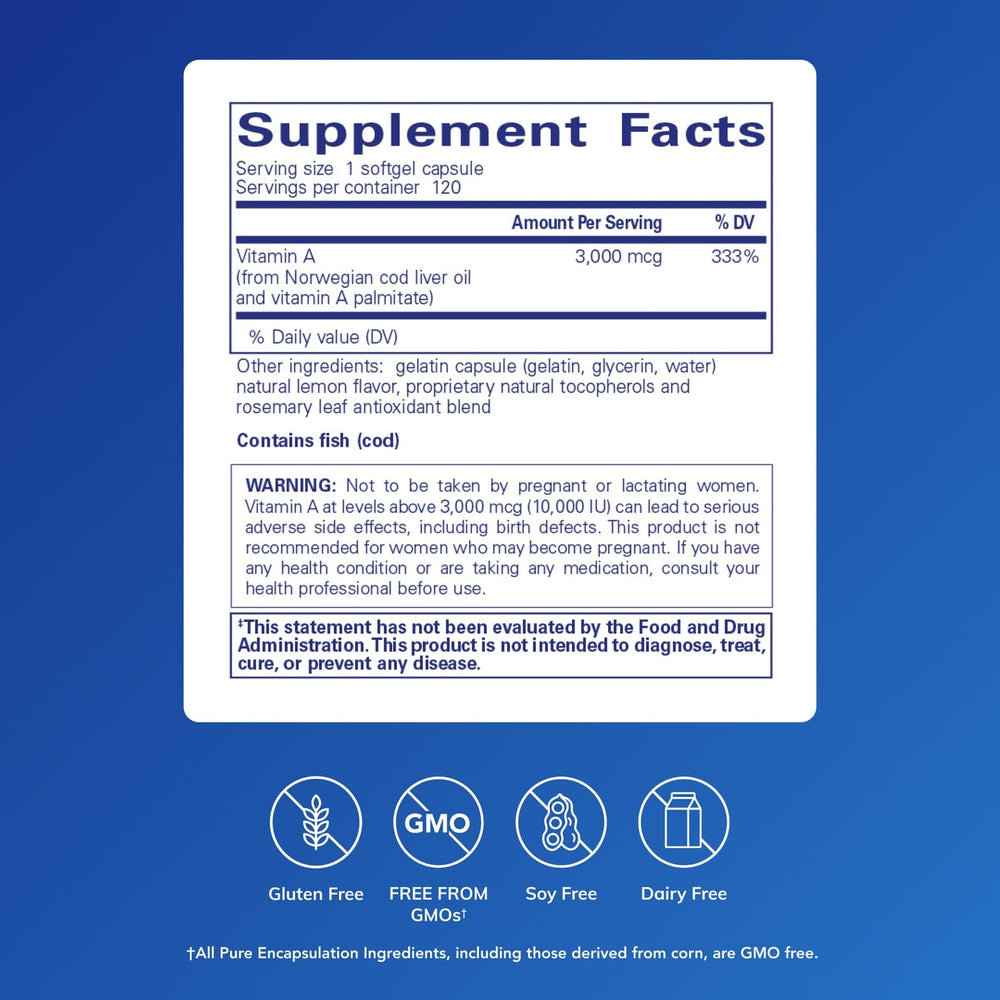 Vitamin A palmitate softgel highlighting dual-source formulation for eye and immune support