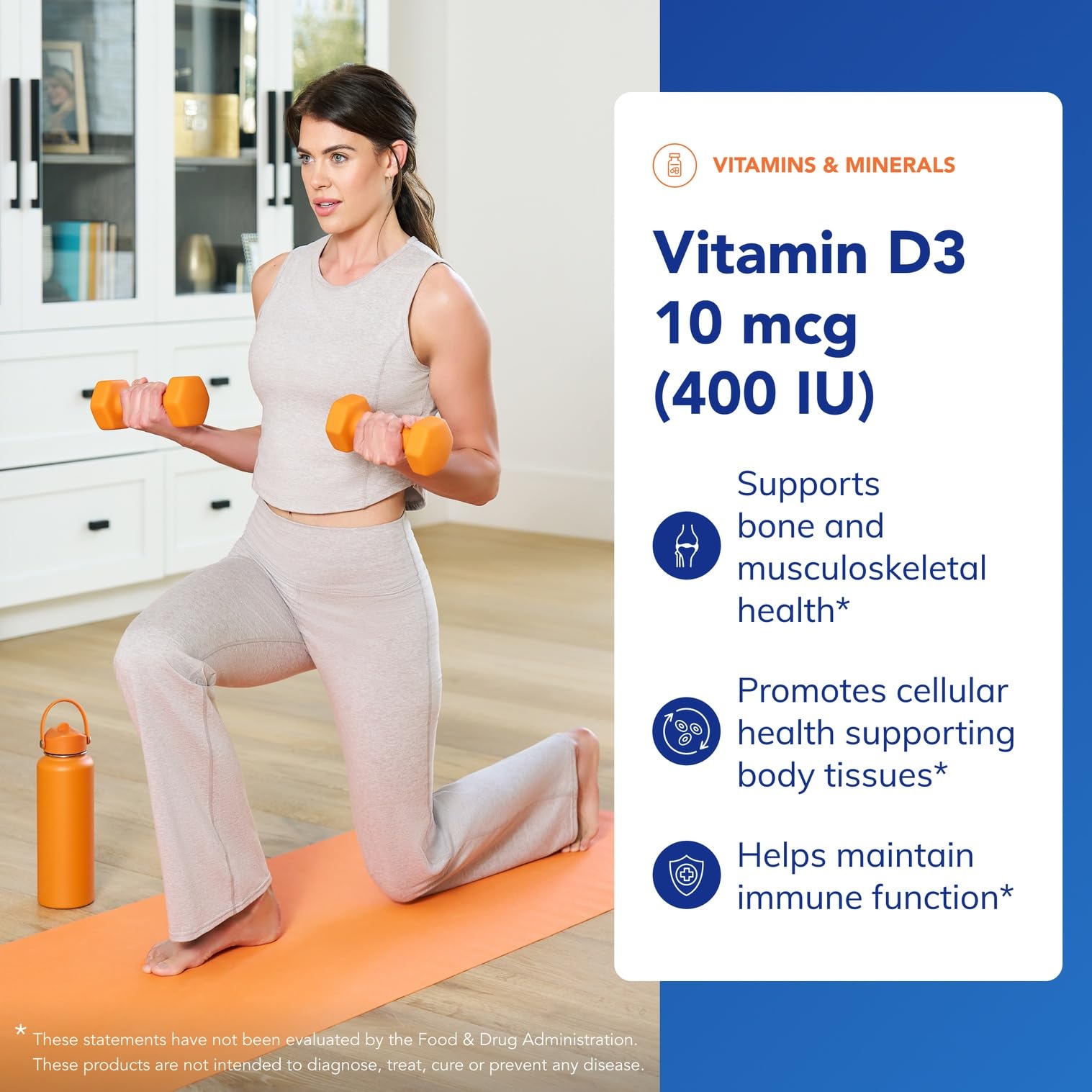 Pure Encapsulations Vitamin D3 120 capsules close-up showing daily dosing.