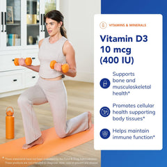 Pure Encapsulations Vitamin D3 120 capsules close-up showing daily dosing.
