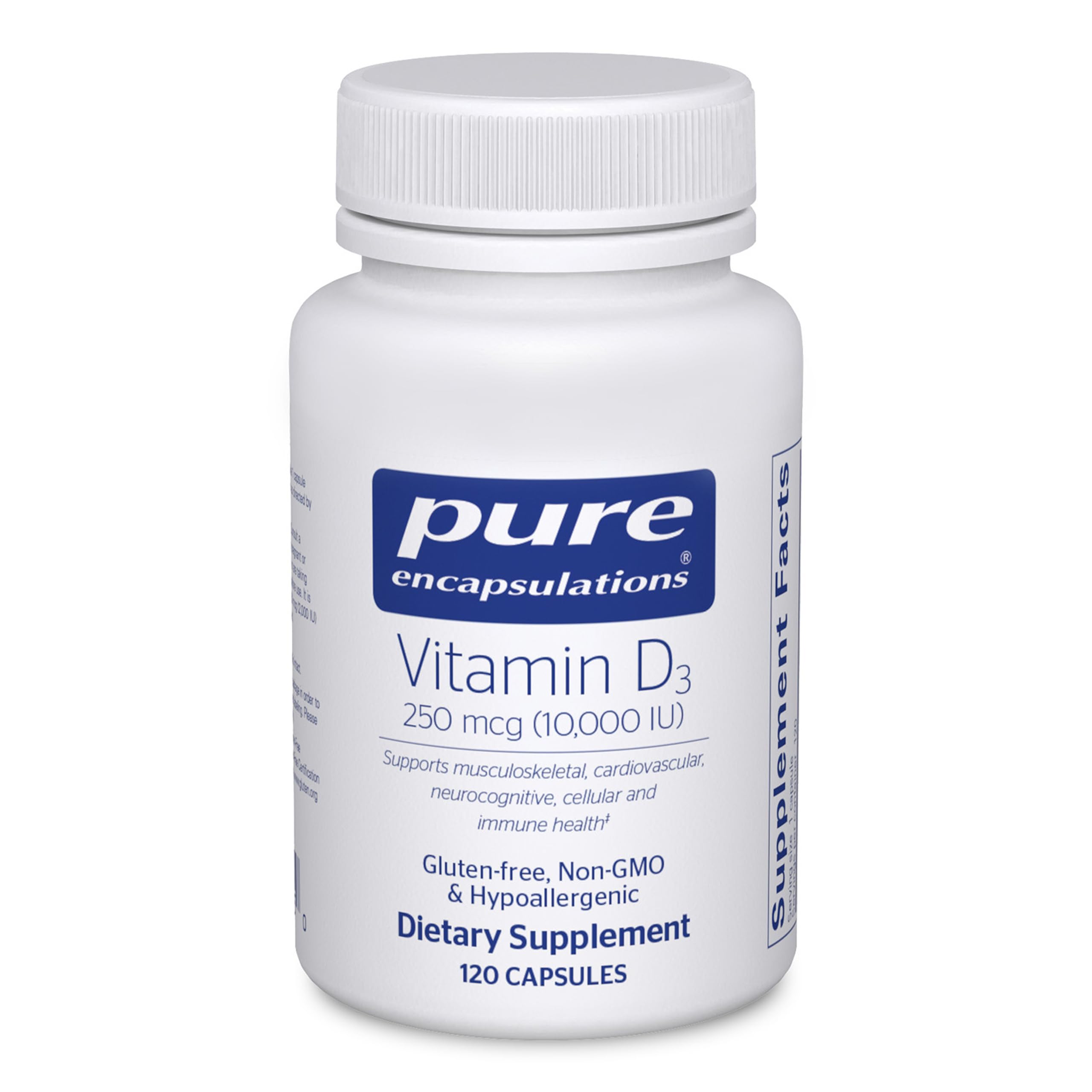 Pure Encapsulations Vitamin D3 250 mcg bottle with capsules for daily bone support