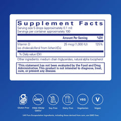 Pure Encapsulations Vitamin D3 (Vegan) Liquid pour shows easy dispensing and dosing