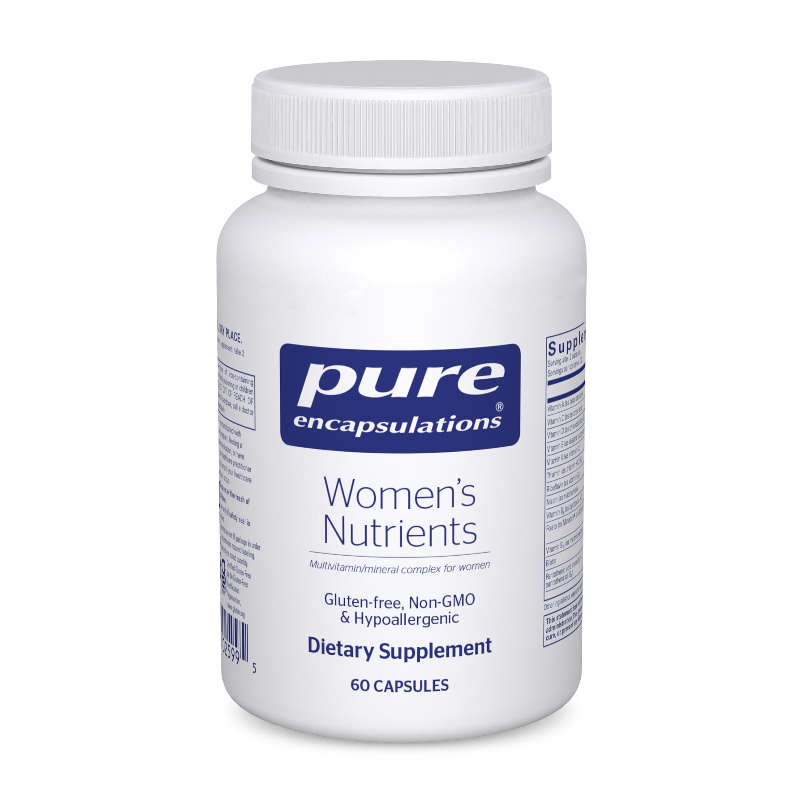Pure Encapsulations Women’s Nutrients bottle front supports daily energy and overall wellness
