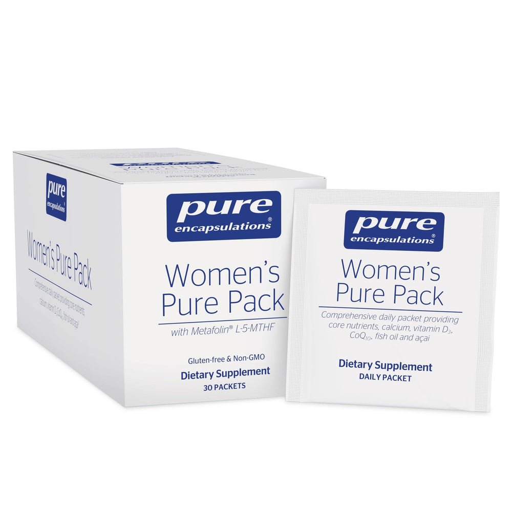 Pure Encapsulations Women's Pure Pack bottle front shows bone-supporting calcium and vitamin D.