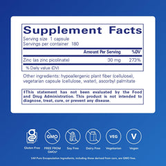 Pouring Pure Encapsulations Zinc 30 mg bottle for convenient daily use