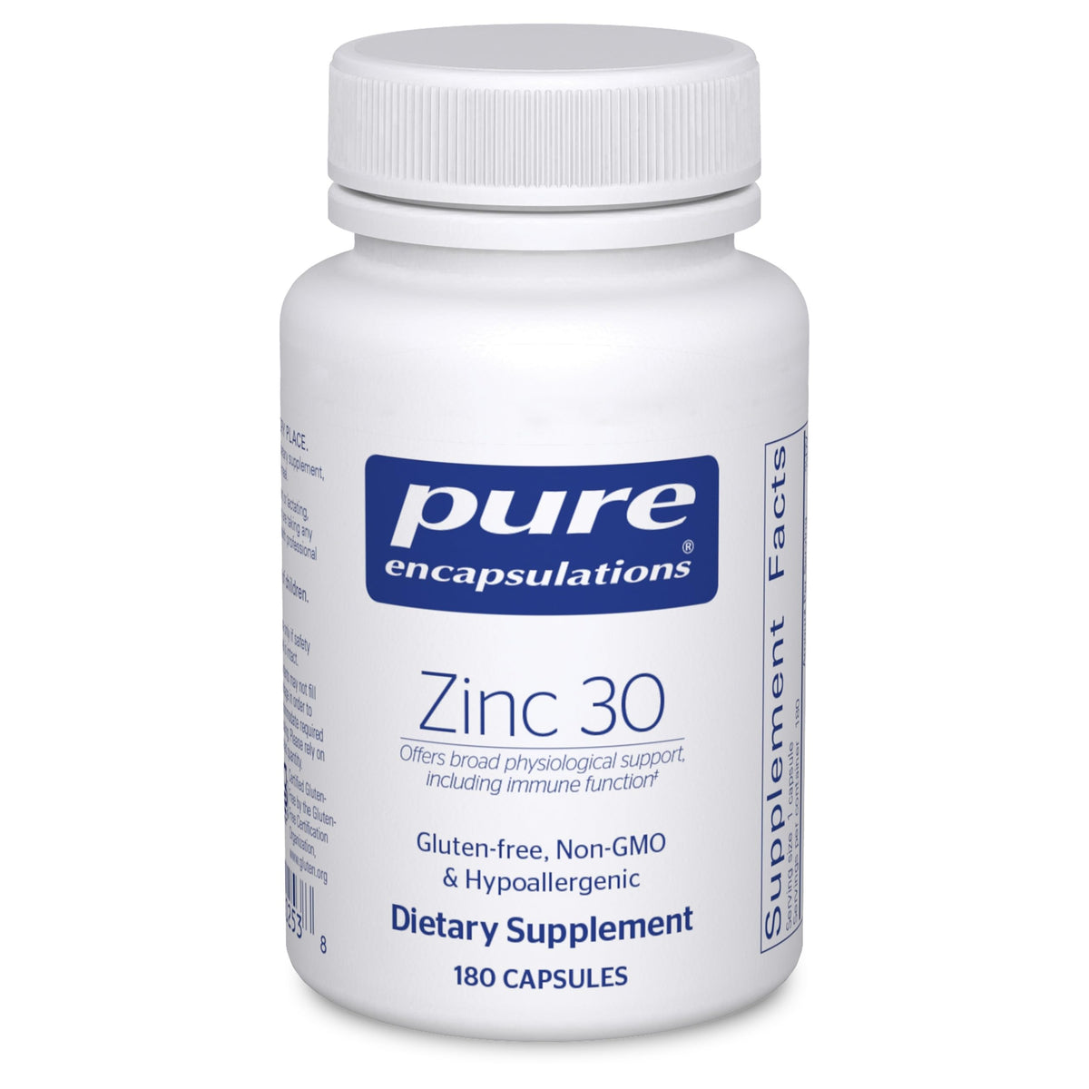 Pure Encapsulations Zinc 30 mg bottle shown for daily immune support