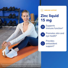 Pure Encapsulations Zinc Liquid label detail emphasizes premium quality ingredients.