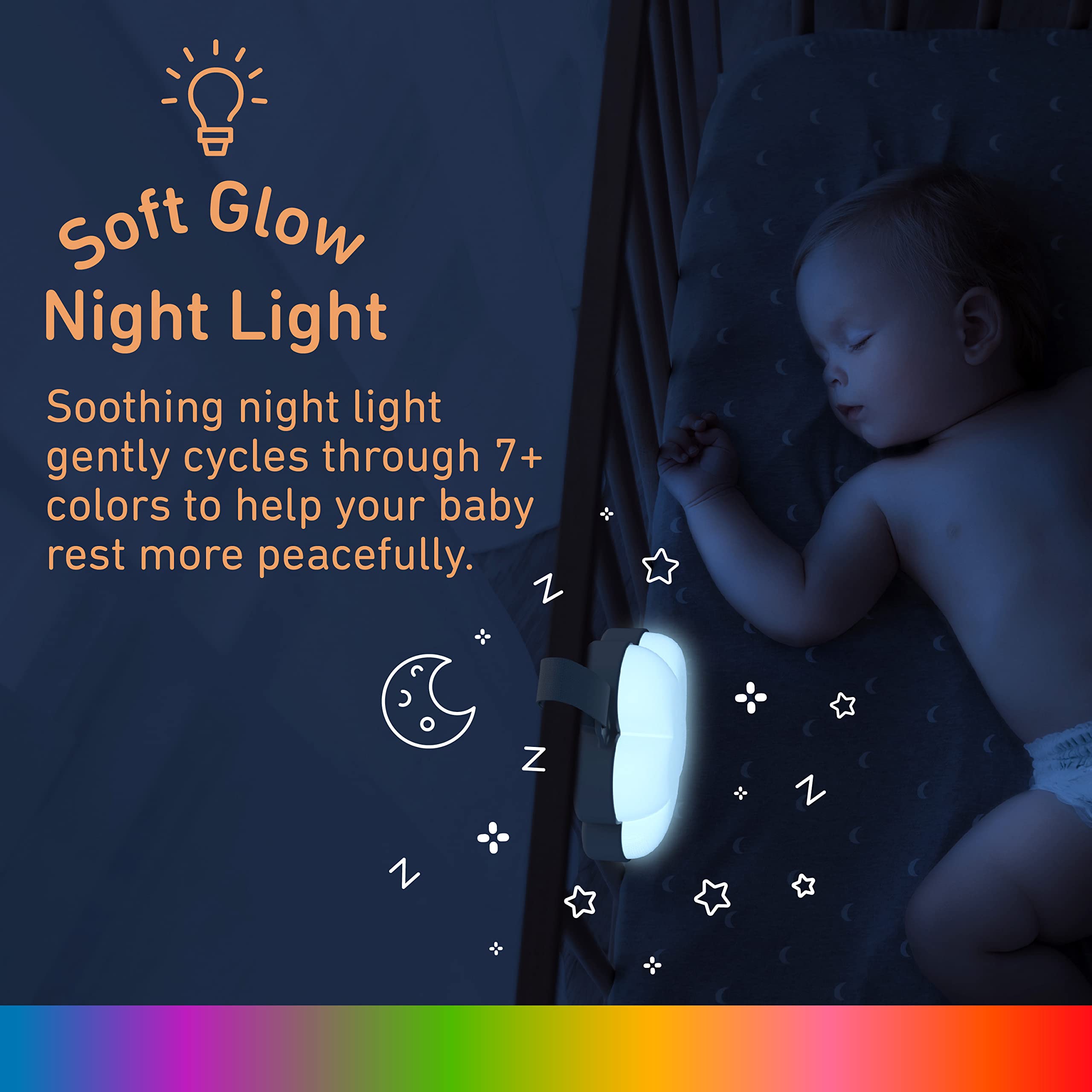 Pure Enrichment PureBaby Cloud offers 15 soothing sounds and lullabies for versatile soothing