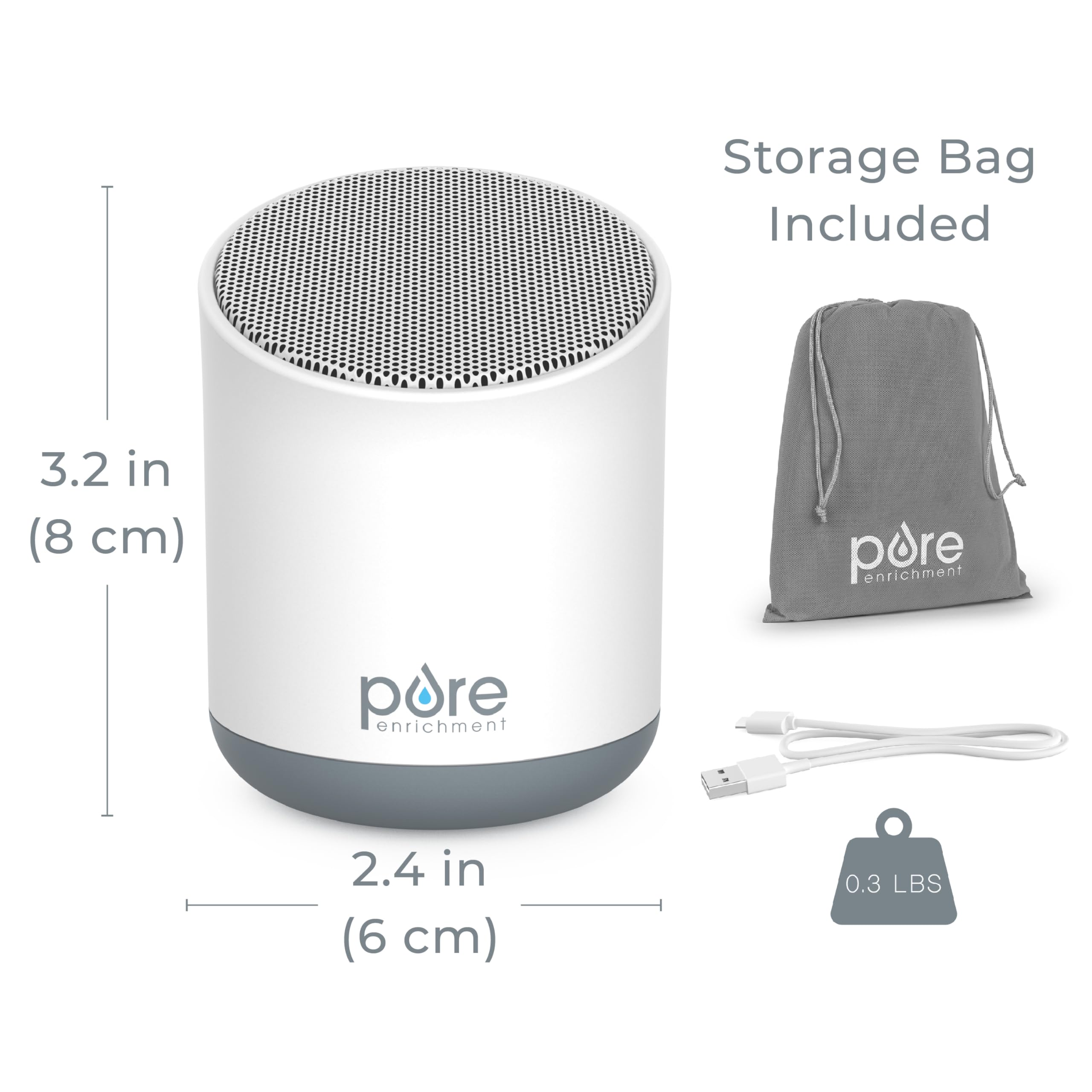 Pure Enrichment Wave Mini cordless operation in travel setting