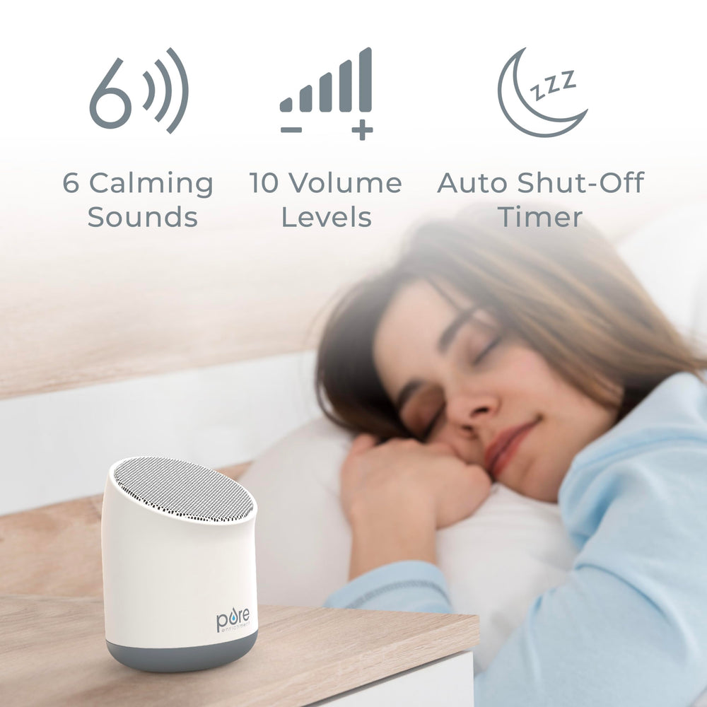 Pure Enrichment Wave Mini Travel Sound Machine with Summer Night sound sets relaxing mood on trips