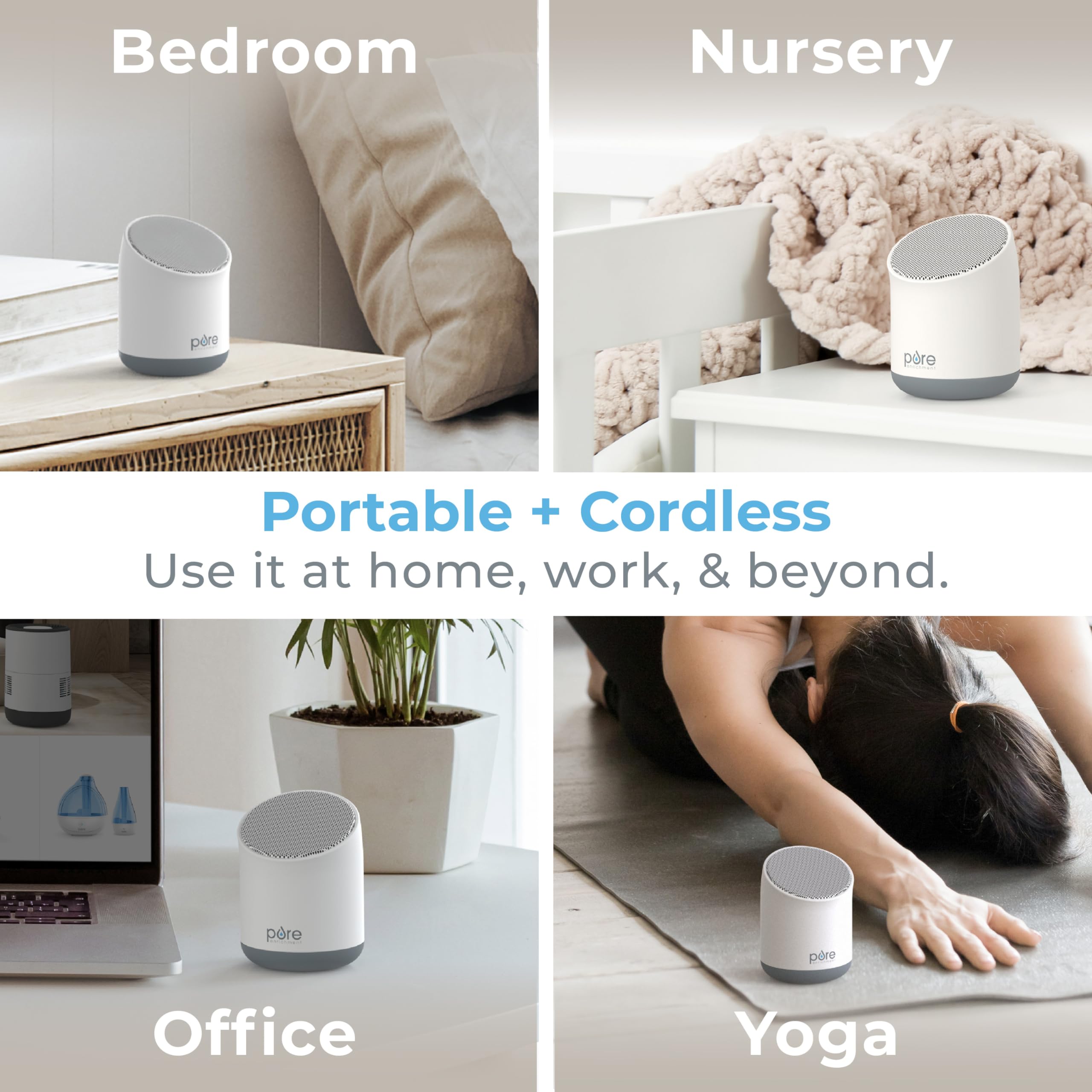 Pure Enrichment Wave Mini Travel Sound Machine with White Noise helps block distractions