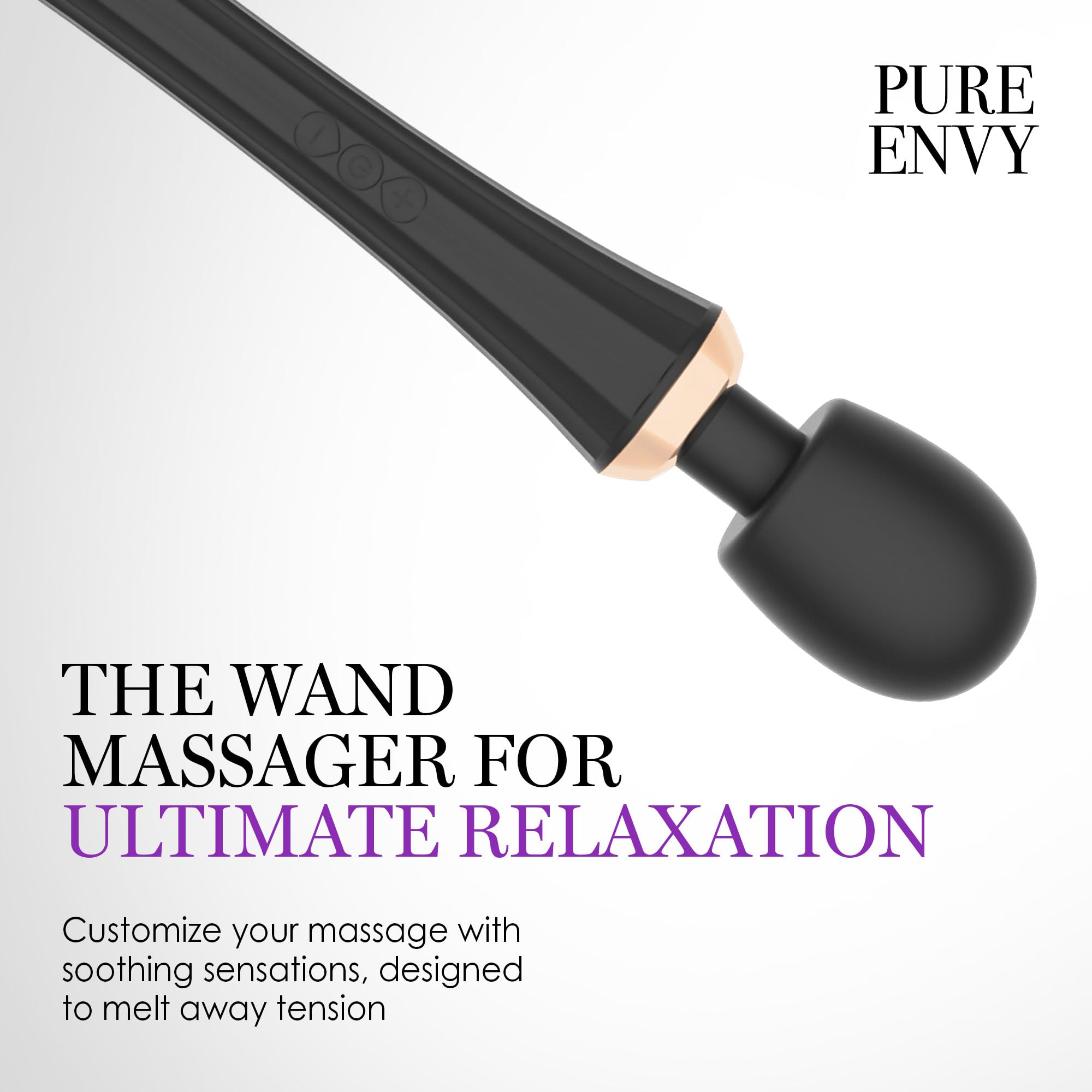 Pure Envy Joystick vibration settings displayed for customizable stimulation and body massage.