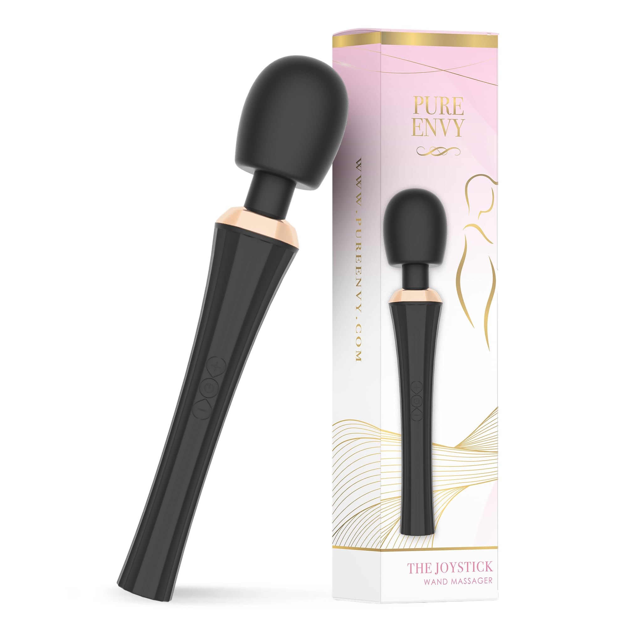 Pure Envy Joystick wand head close-up showing flexible silicone tip for precise targeting.