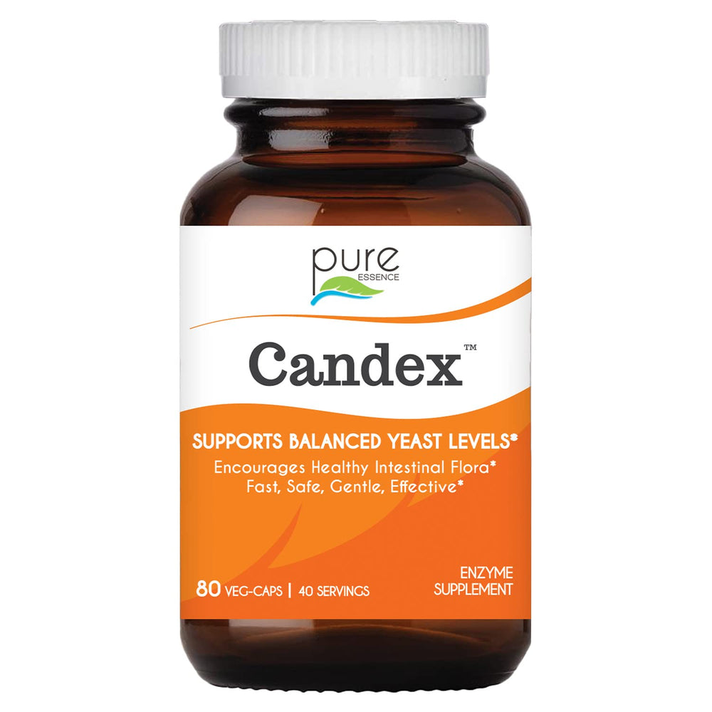 Pure Essence Candex bottle front promotes digestive balance.
