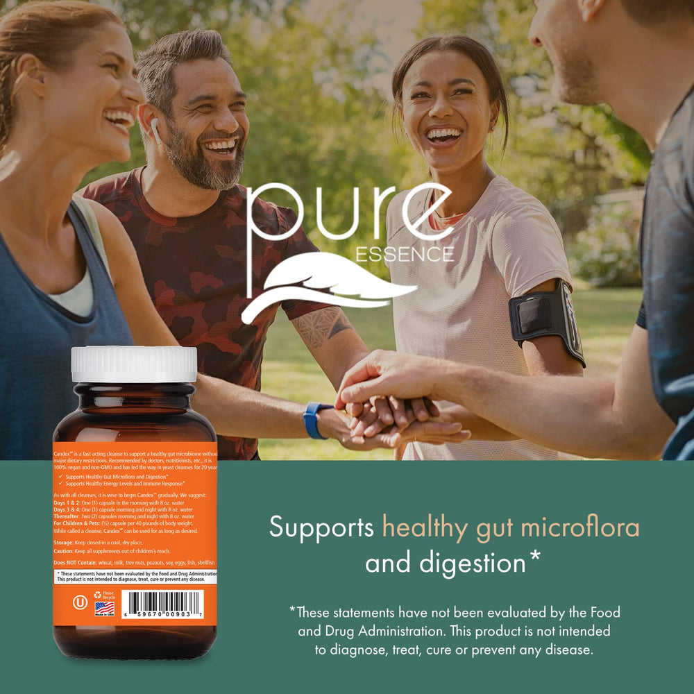 Pure Essence Candex on store shelf signals premium non GMO enzyme blend.