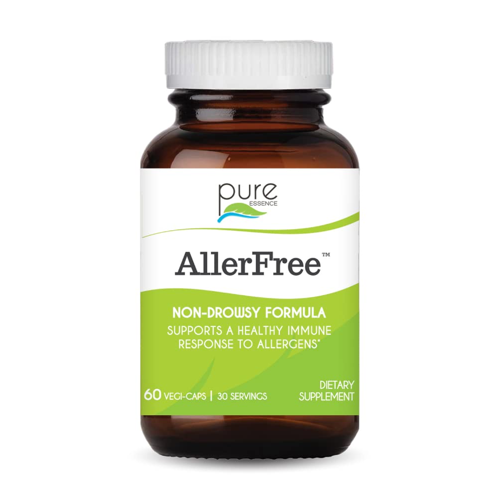Pure Essence Labs AllerFree bottle front for non-drowsy allergy support