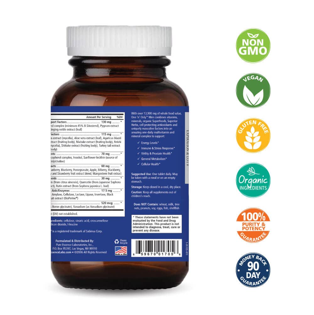 PURE ESSENCE LABS One N Only tablets close-up highlighting daily dose convenience
