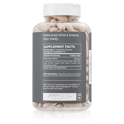 Pure for Men Stay Ready Fiber capsules close-up, convenient vegan digestive support.