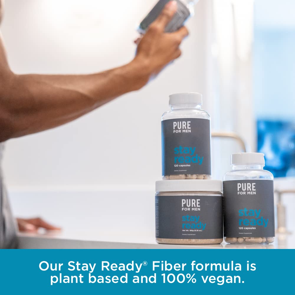Pure for Men Stay Ready Fiber daily routine shot suggests easy incorporation.