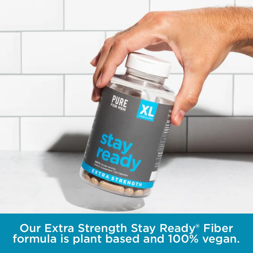 Pure for Men Stay Ready Fiber dosage guide with 3 capsules per serving