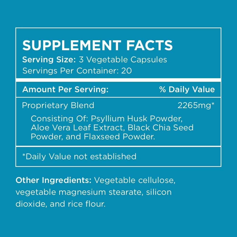 Pure for Men Stay Ready Fiber ingredients chia flax psyllium clearly displayed.