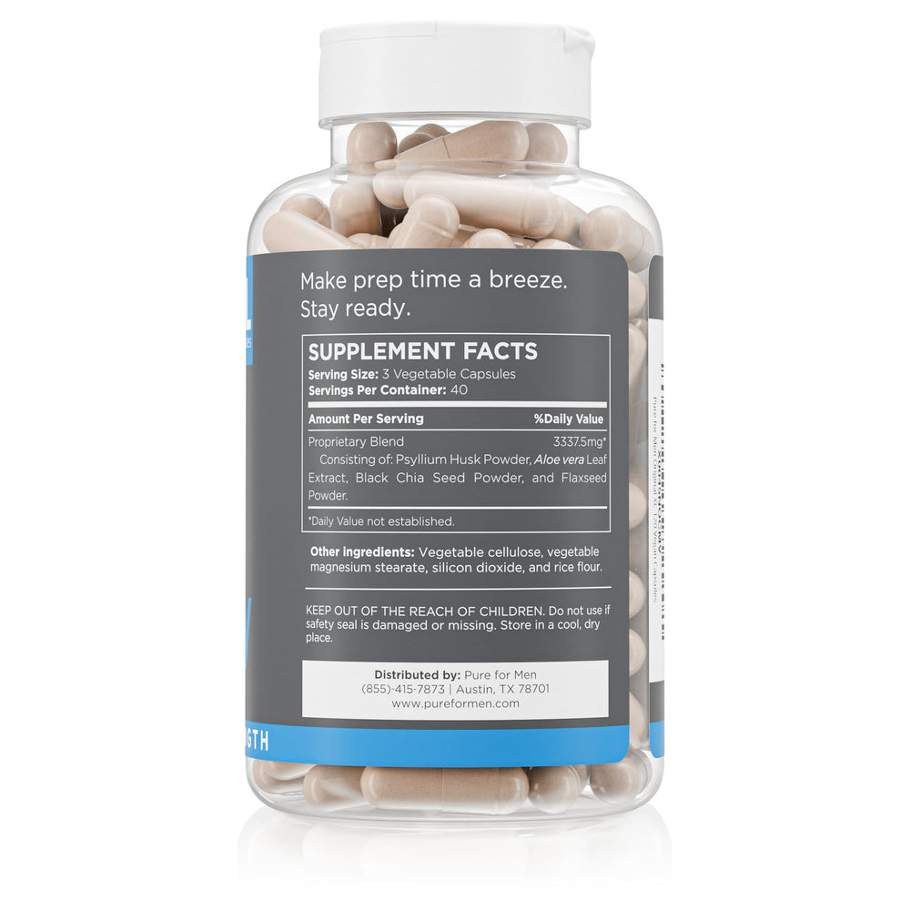 Pure for Men Stay Ready Fiber packaging with clean vegan design