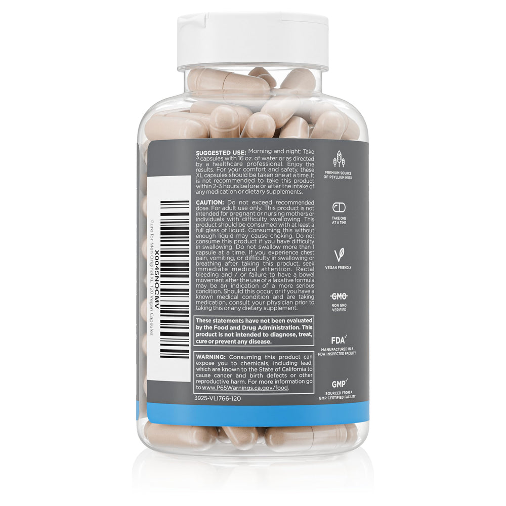 Pure for Men Stay Ready Fiber XL capsules close-up for easy daily use