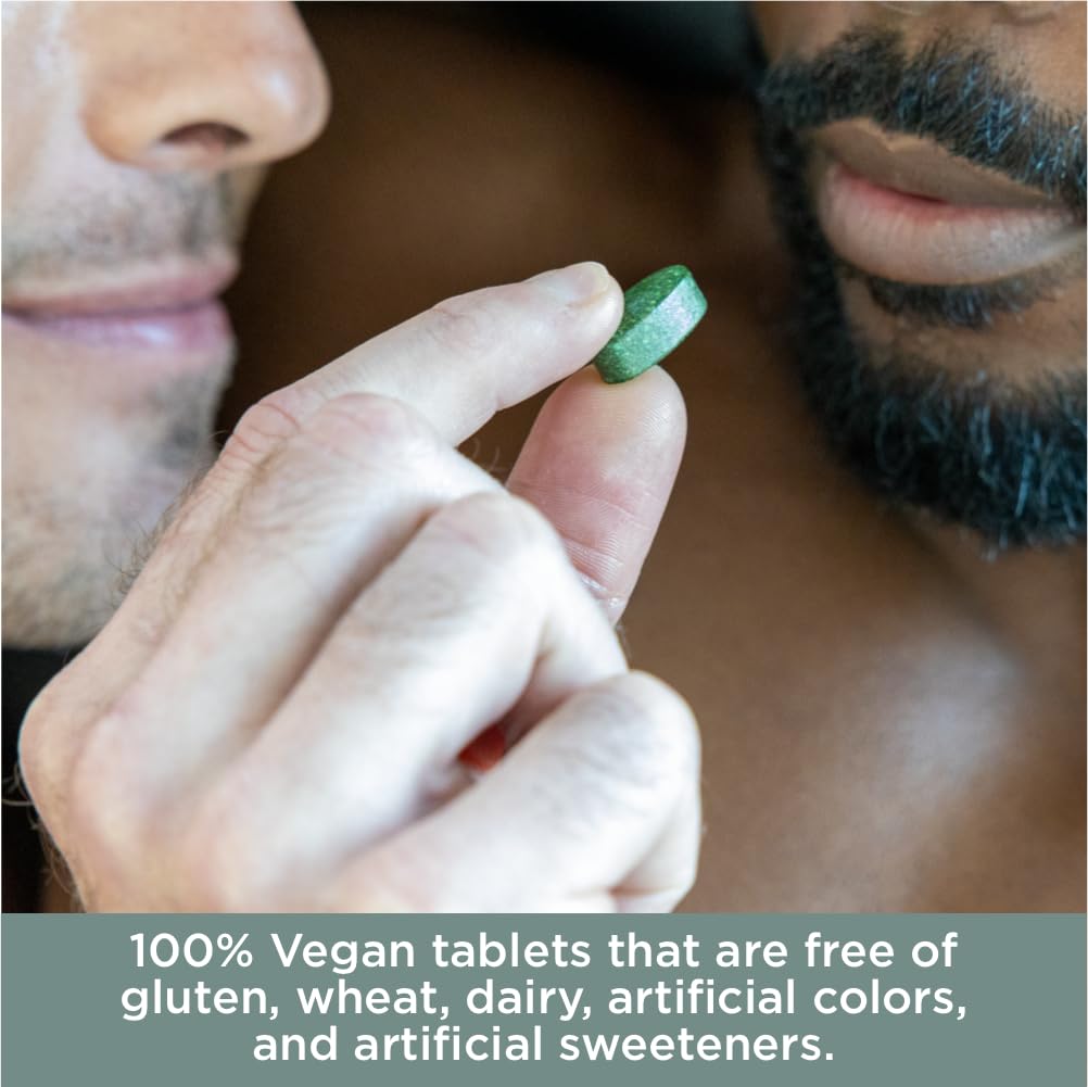 Pure for Men vegan tablets packaging emphasizes plant-based nutrition.