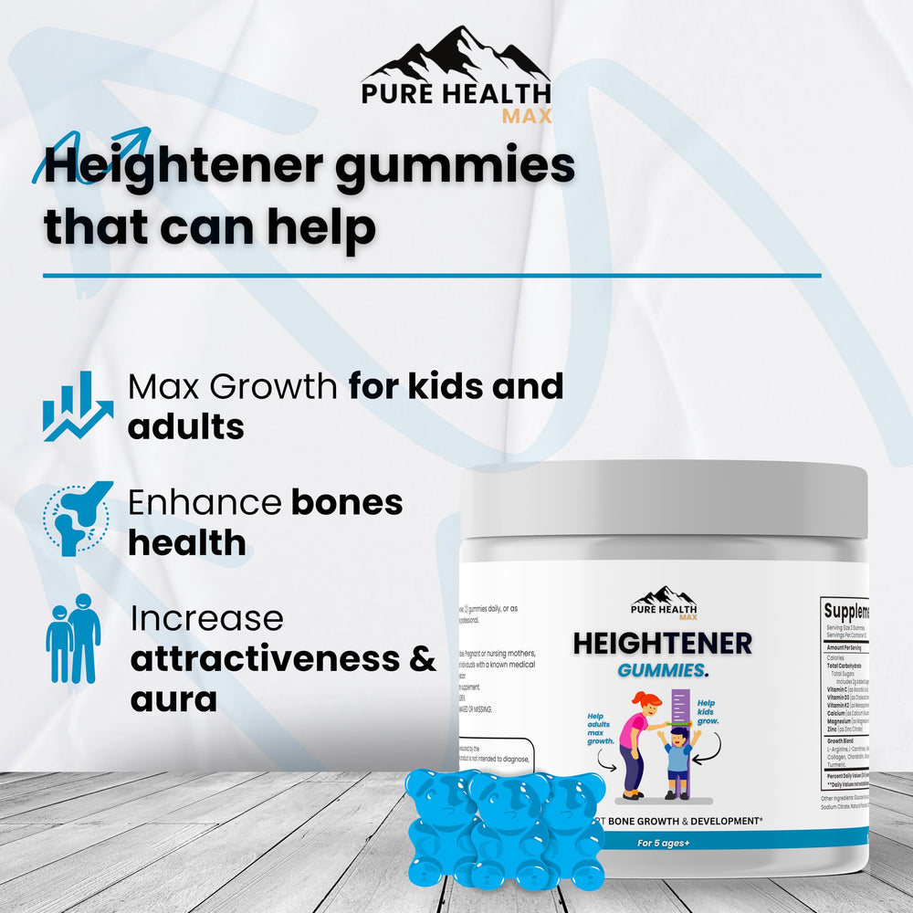 Pure Health Max Heightener Gummies closeup of chewy texture for easy supplementation.
