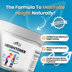Pure Health Max Heightener ingredients calcium zinc emphasize bone support.