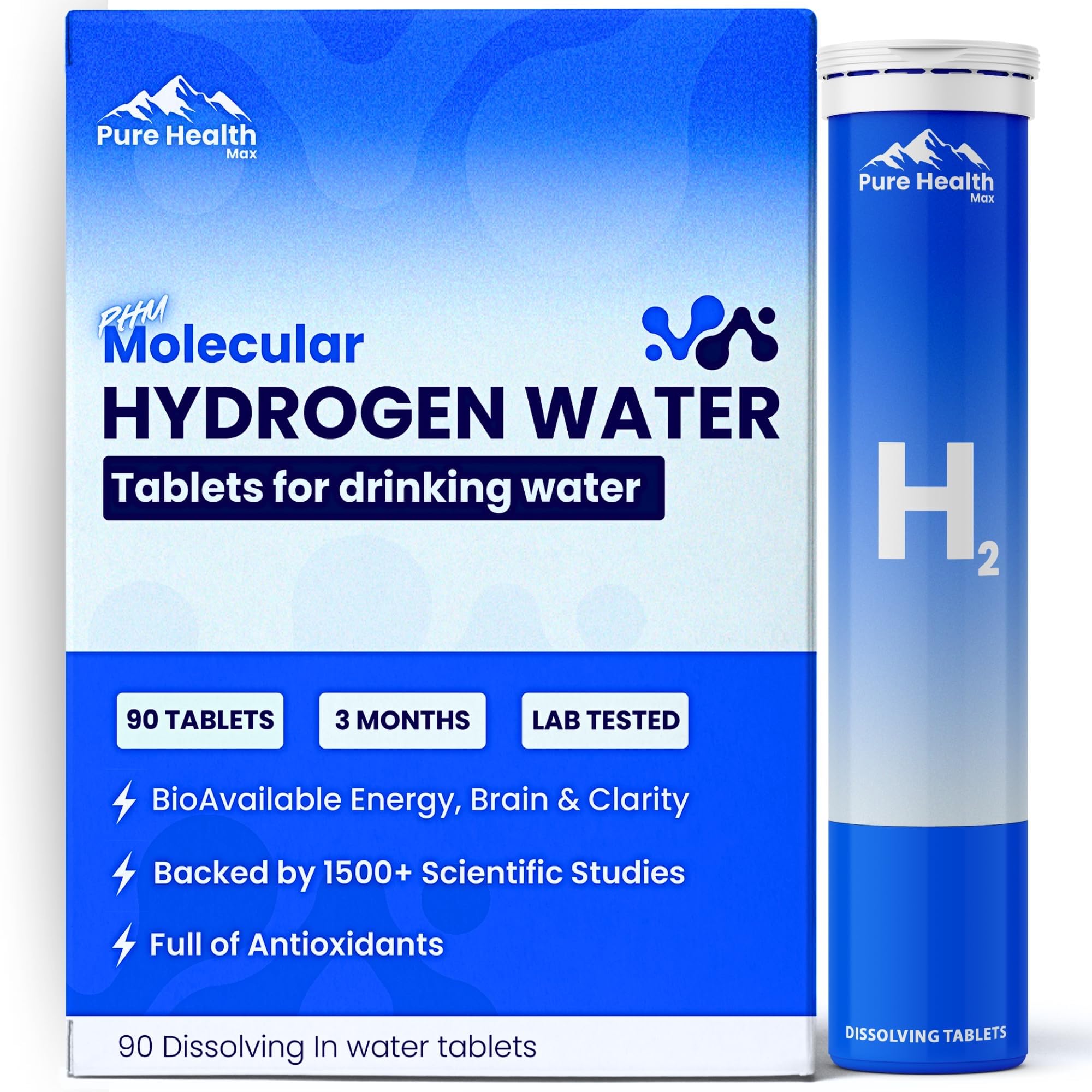 Pure Health Max PHM hydrogen water tubes pack for everyday hydration on the go.