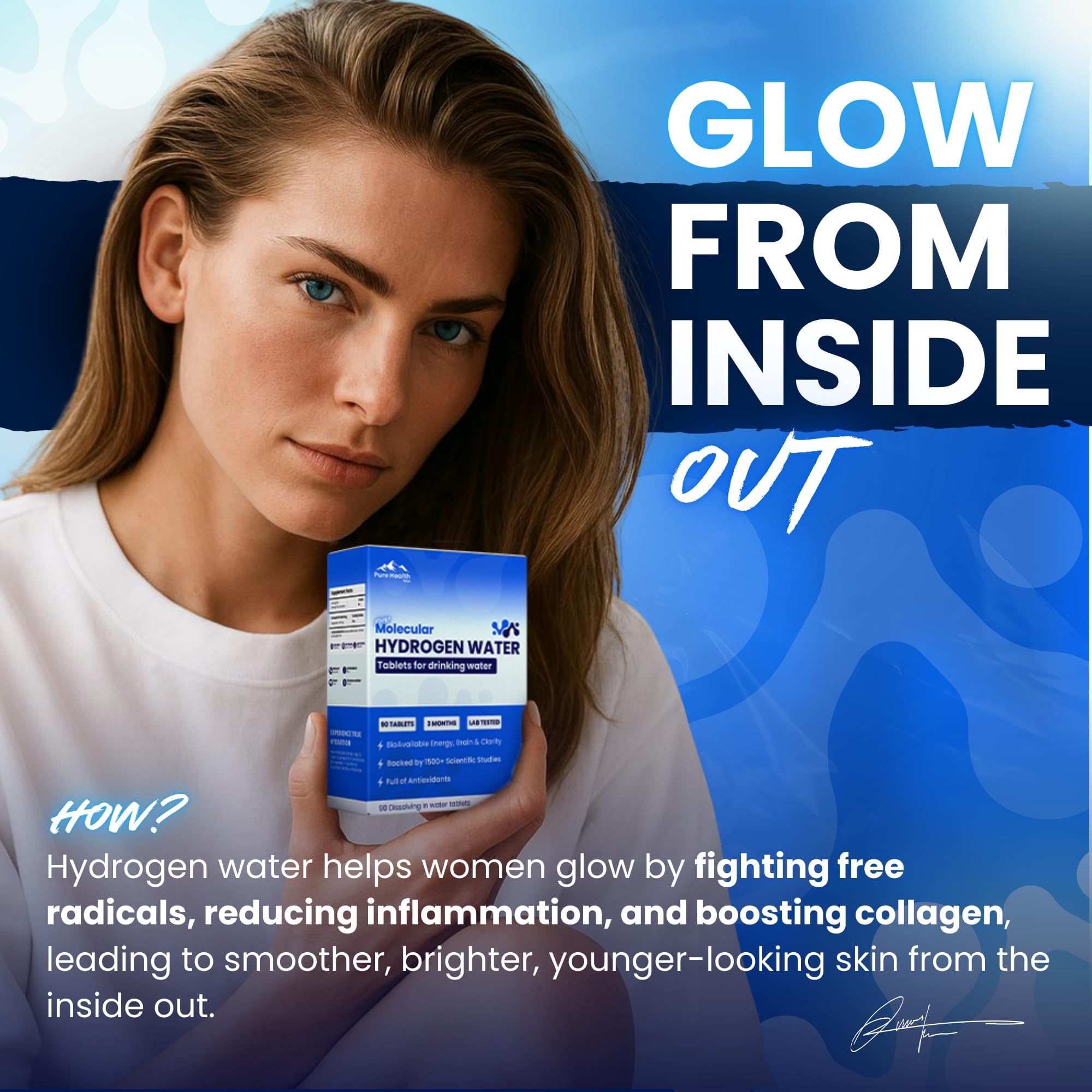 PHM tablets in a glass as part of daily hydration routine.