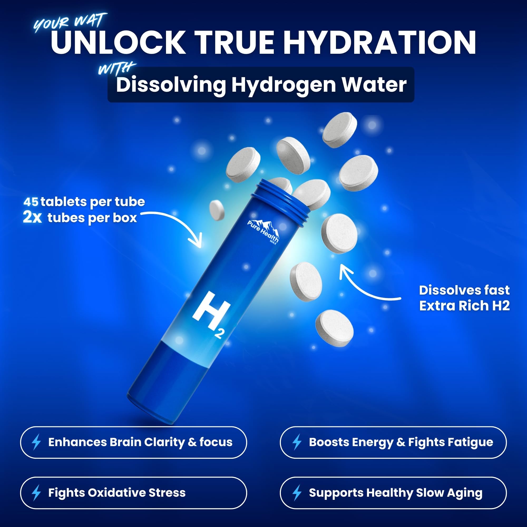 PHM vegan, non-GMO formula supports clean hydration.