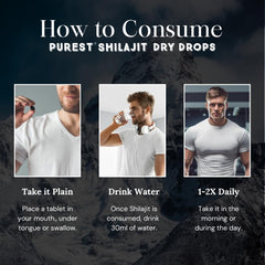 Pure Himalayan Shilajit Dry Drops dissolving drop demonstrates quick absorption.
