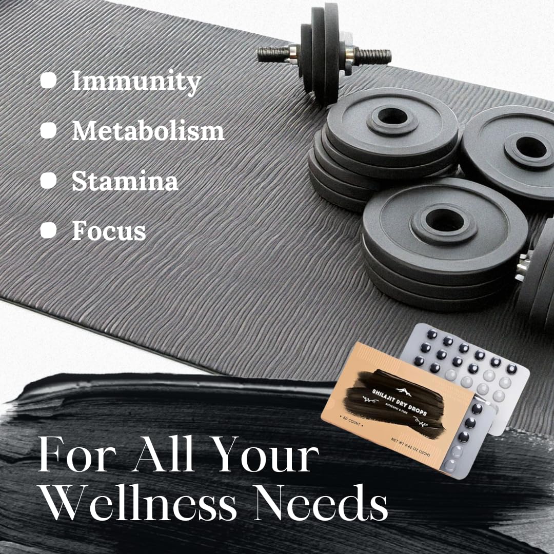 Pure Himalayan Shilajit Dry Drops leaves form packaging shows portable convenience.