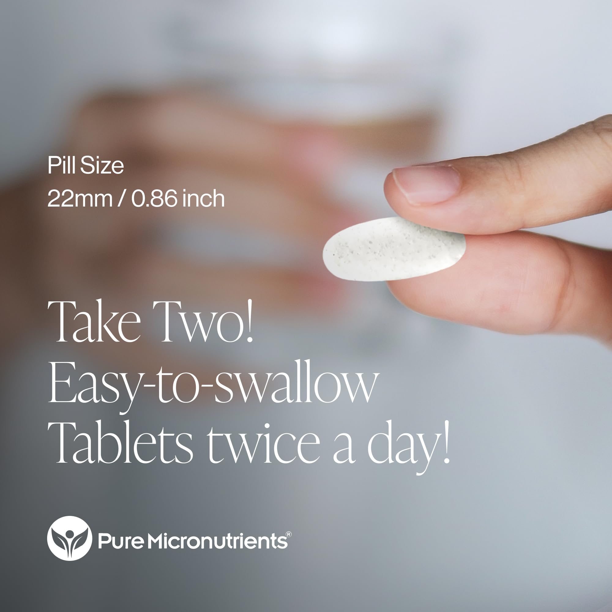 Pure Micronutrients bottle being opened illustrating easy-to-swallow smooth finish
