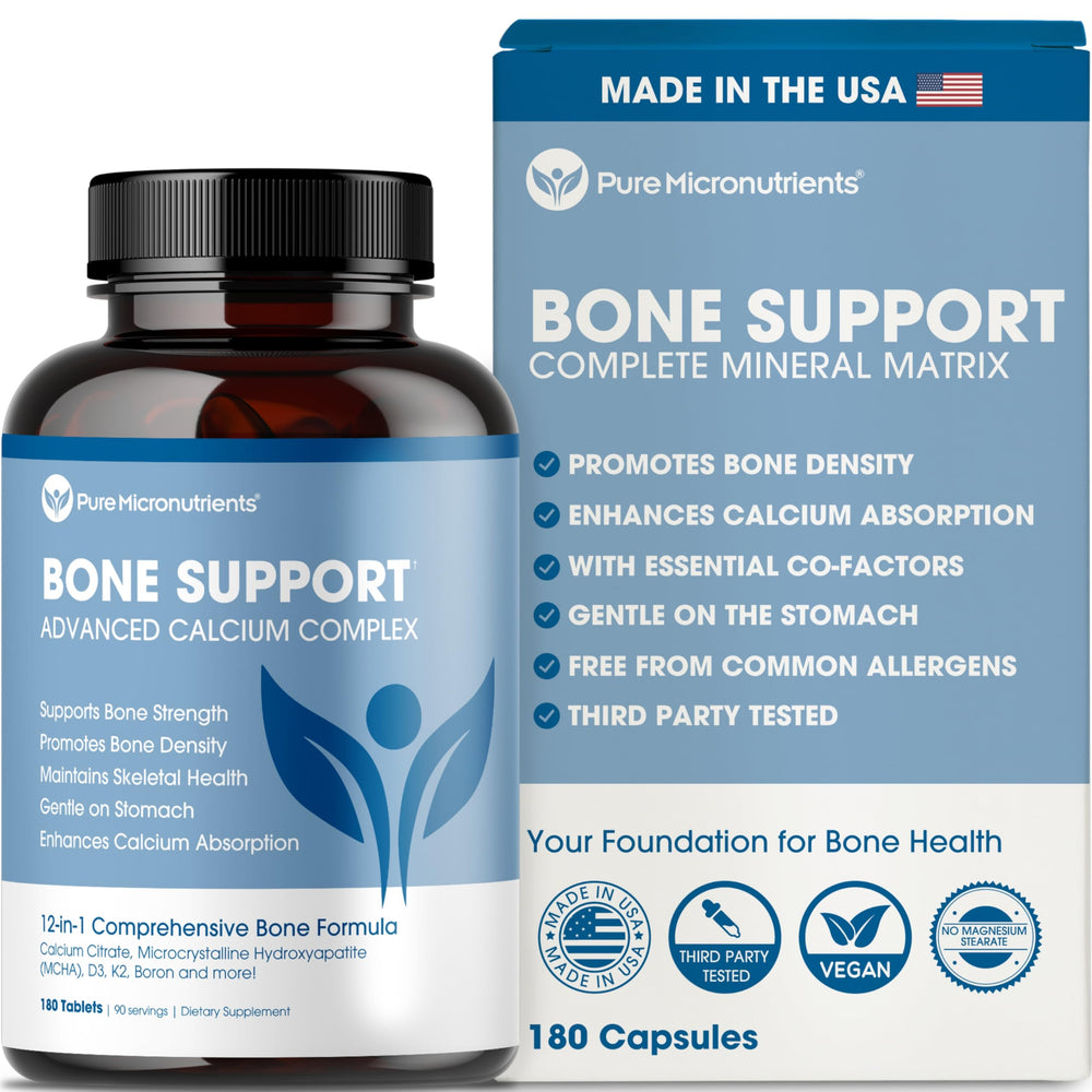 Pure Micronutrients calcium supplement bottle front promotes bone support for daily wellness
