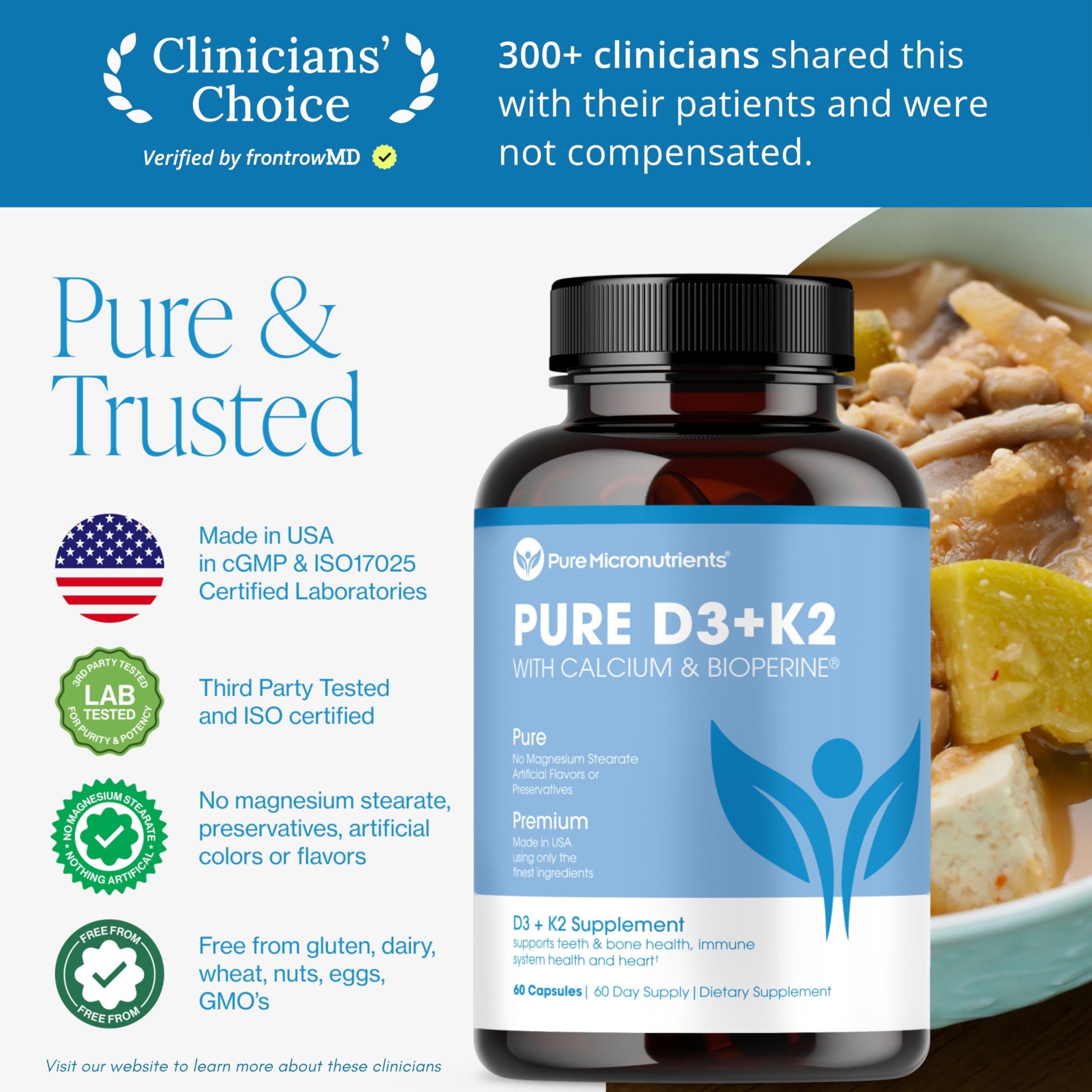 USA-made pharma-grade Pure Micronutrients D3 K2 packaging quality