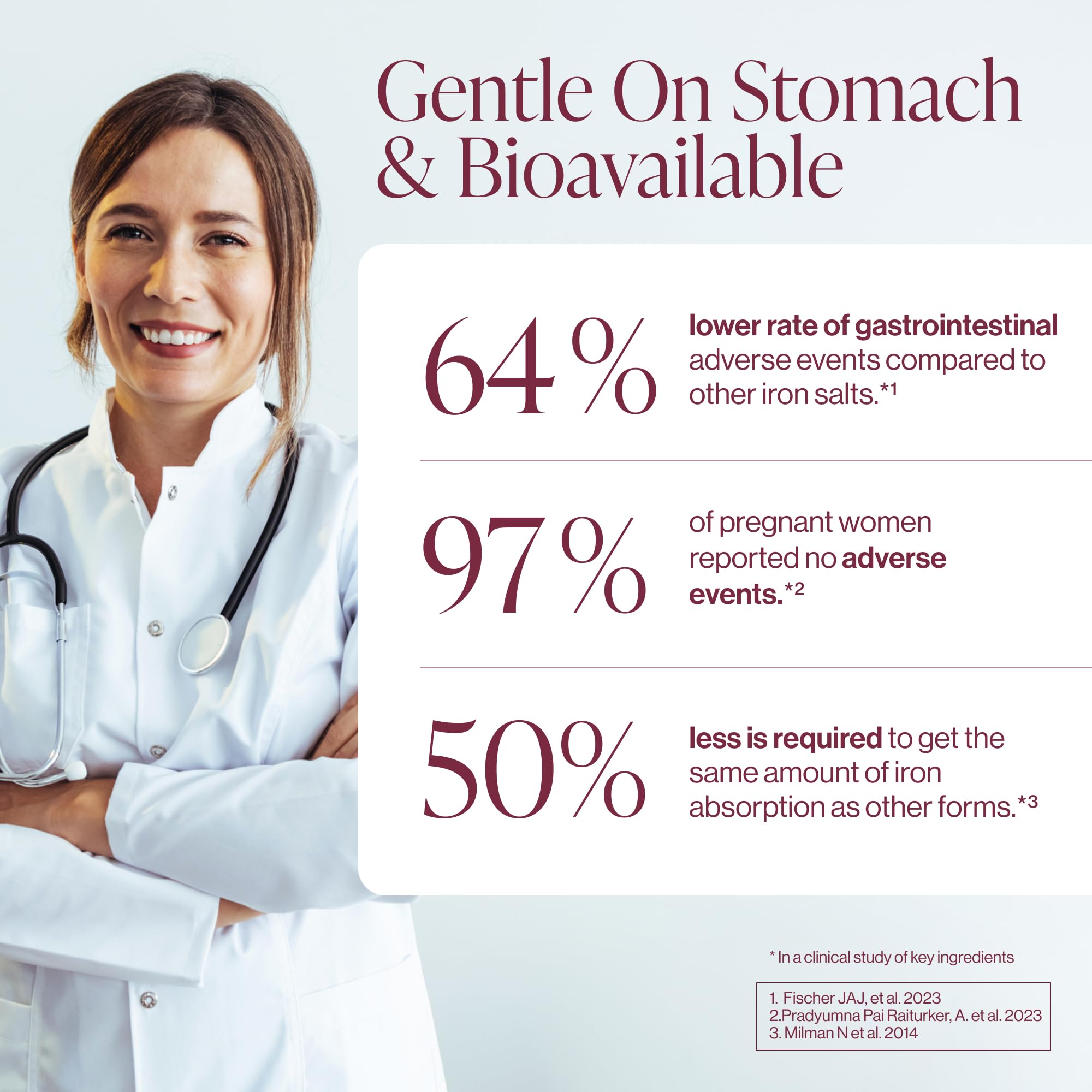Pure Micronutrients Iron ingredients label featuring folic acid and B vitamins.