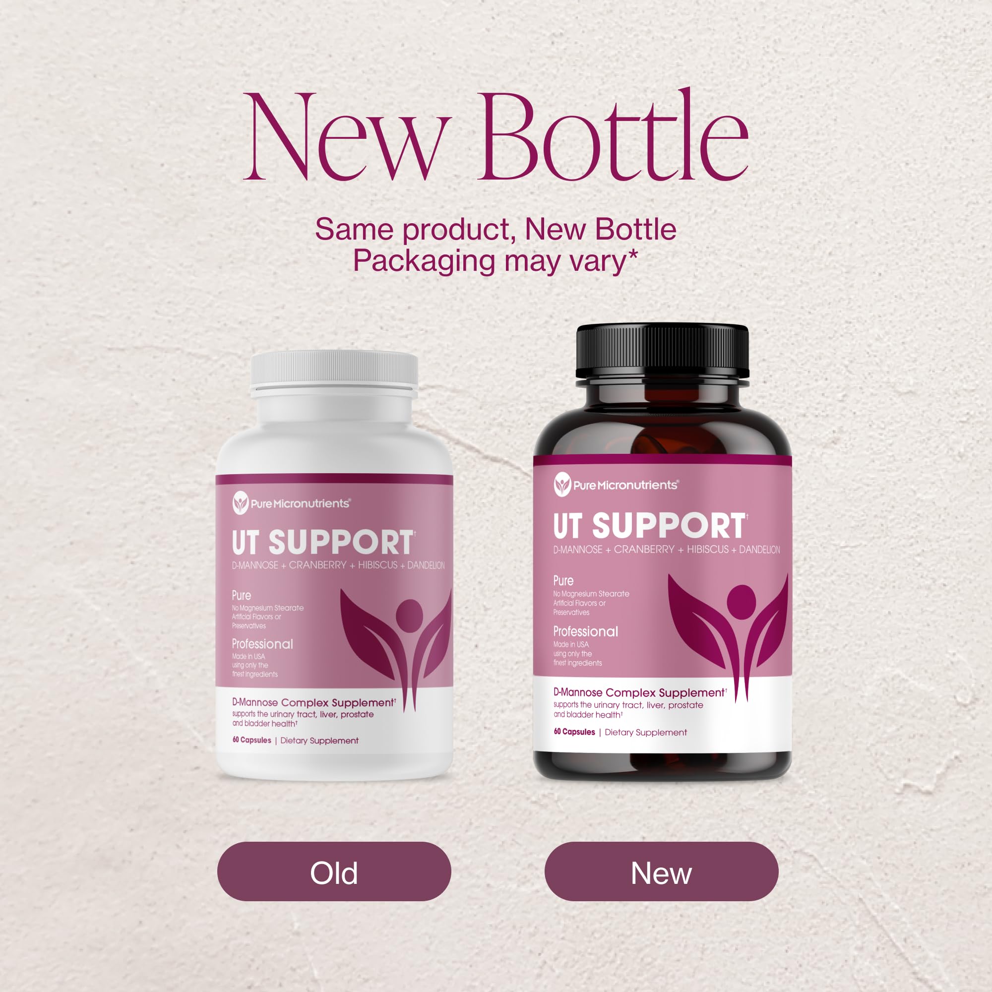 Pure Micronutrients UT Support bottle with dosage information for easy tracking.