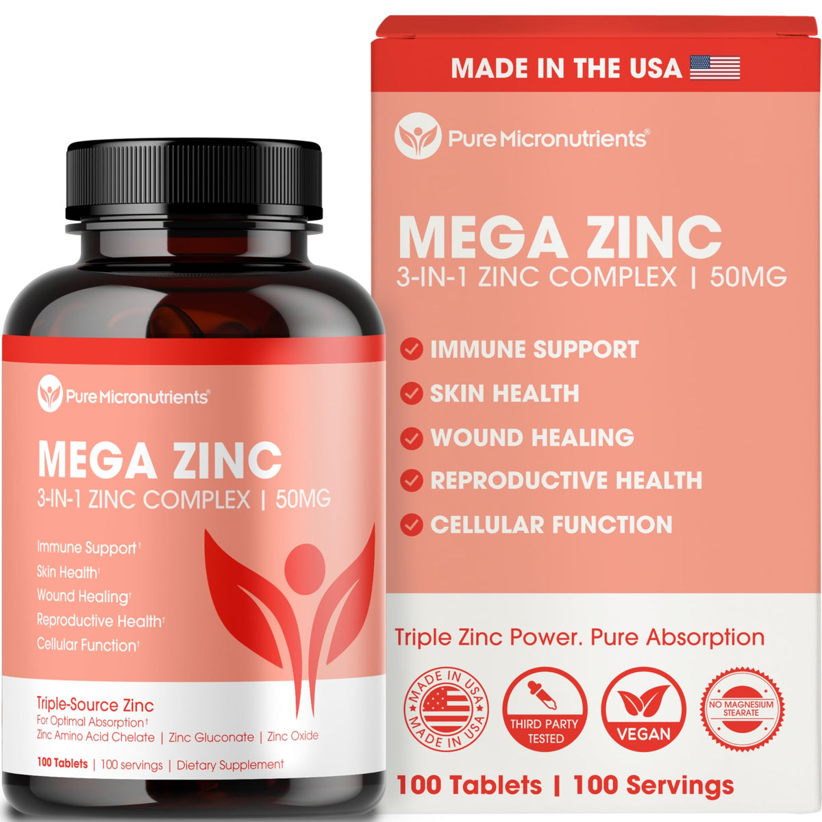 Pure Micronutrients Mega Zinc 50mg tablet for daily immune support.