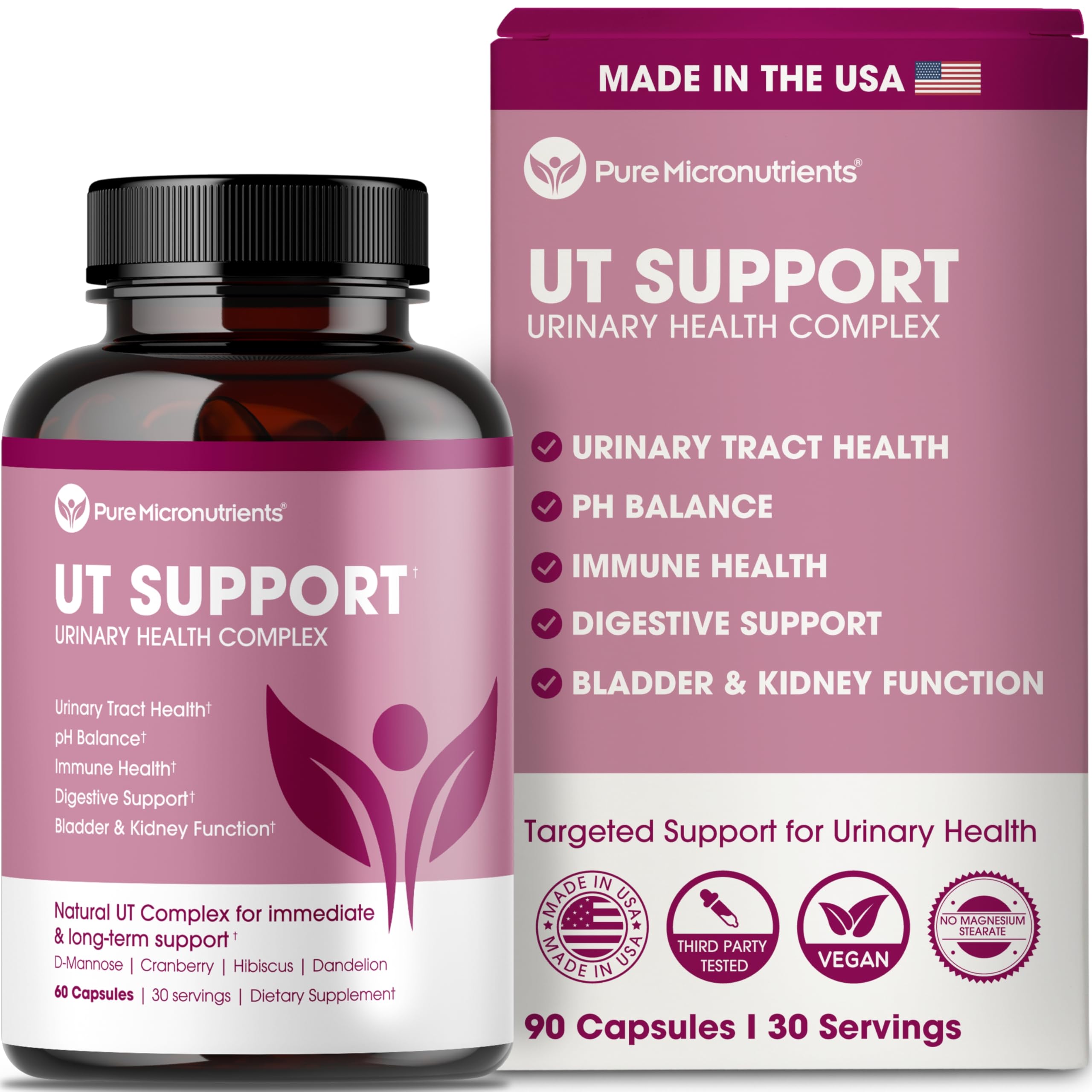 Pure Micronutrients Pure D-Mannose Capsules bottle front for daily urinary support.